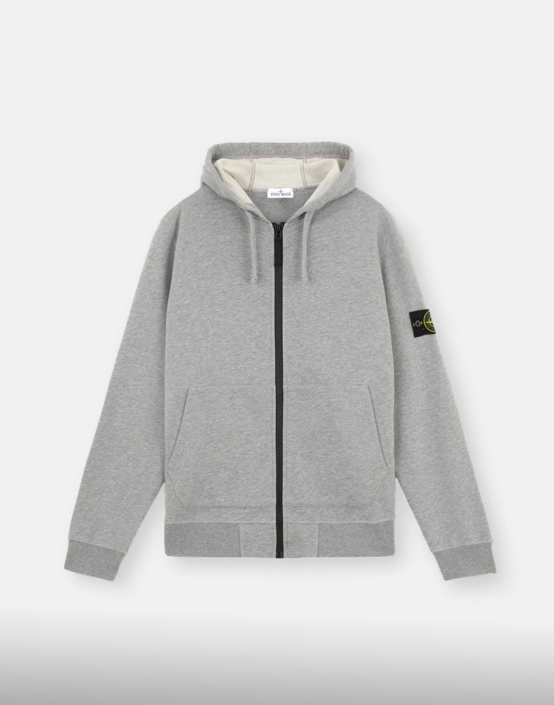 Sweat à capuche zippé Stone island 100% coton